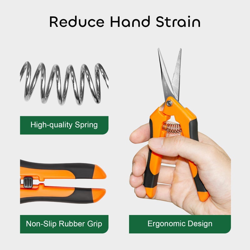 GROWNEER 3 Packs 6.5 Inch Pruning Shears Gardening Hand Pruning Snips Gardening Scissors with Straight Stainless Steel Precision Blades - Image 5